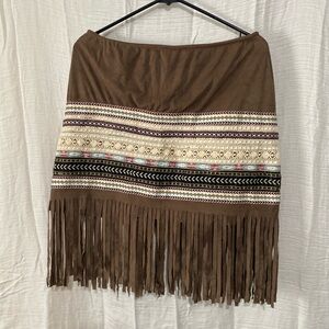 Scully Tan Fringe Skirt Casual